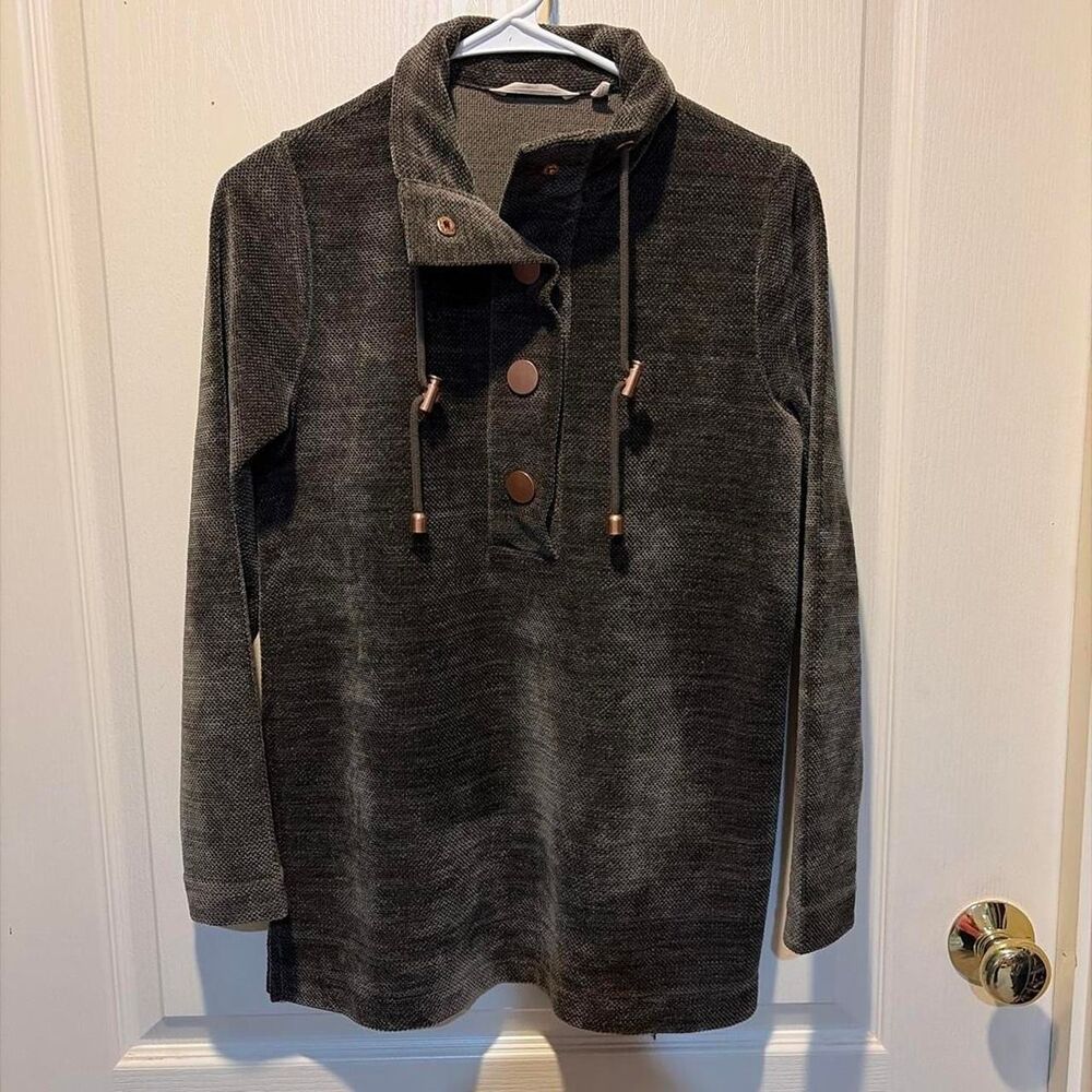 Soft-surroundings Women's Grey and Black Sweatshirt